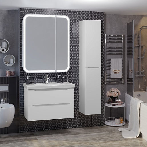 Opadiris Зеркальный шкаф Элеганс 80 белый – картинка-9